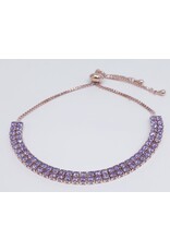 BJJ0051 - Double Row Tennis, Rose/Purple Adjustable Bracelet