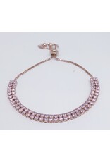 BJJ0050 - Double Row Tennis, Rose/Pink Adjustable Bracelet