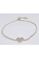 BJJ0052 - Heart, Gold Adjustable Bracelet