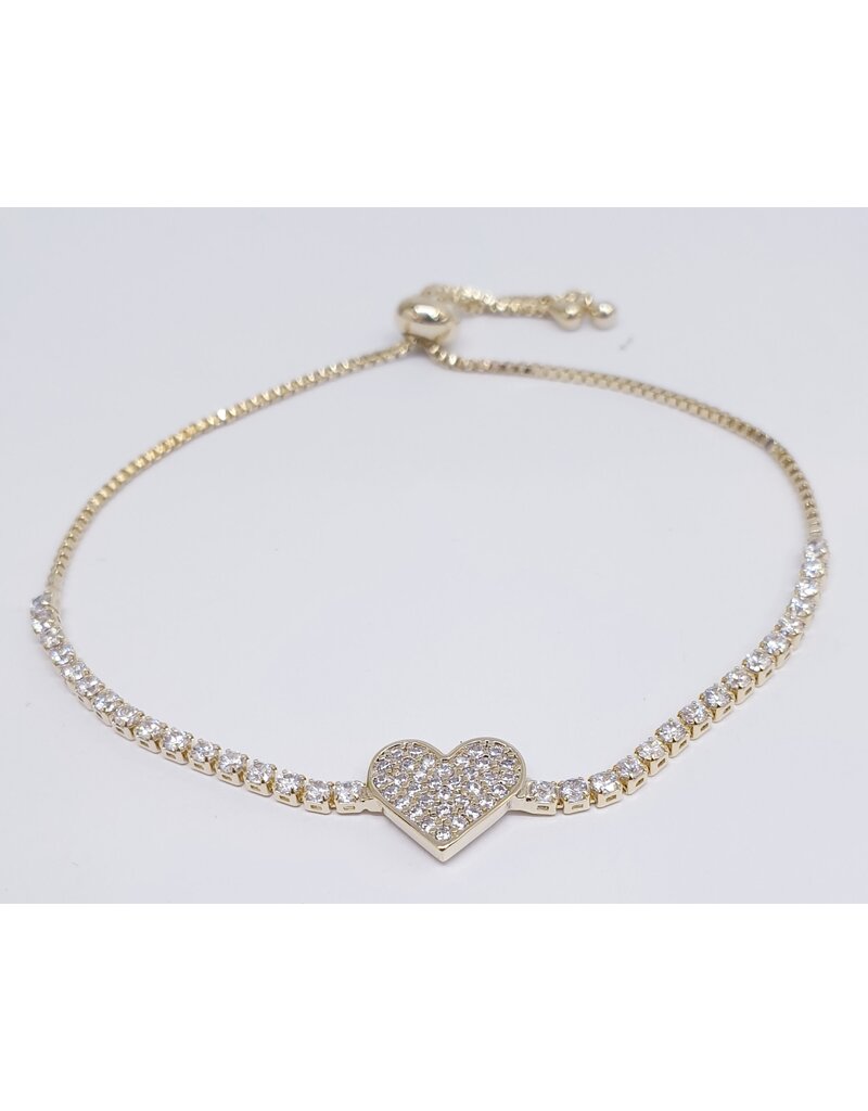 BJJ0052 - Heart, Gold Adjustable Bracelet