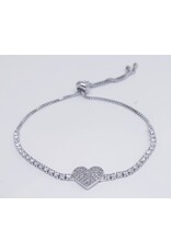 BJJ0054 - Heart, Silver Adjustable Bracelet