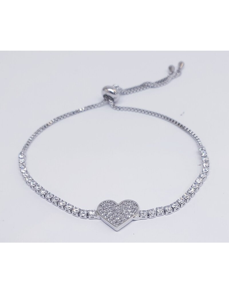 BJJ0054 - Heart, Silver Adjustable Bracelet