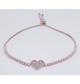 BJJ0053 - Heart, Rose Gold Adjustable Bracelet