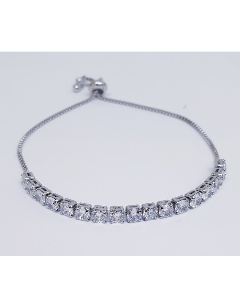 BJJ0066 - Tennis, Silver Adjustable Bracelet