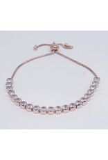 BJJ0068 - Oval Stone Tennis, Rose Gold Adjustable Bracelet