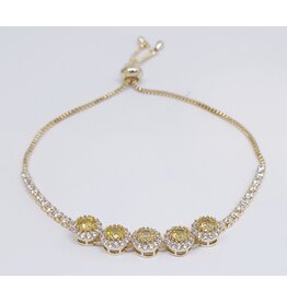 BJJ0077 - Crystal, Gold/Yellow Adjustable Bracelet