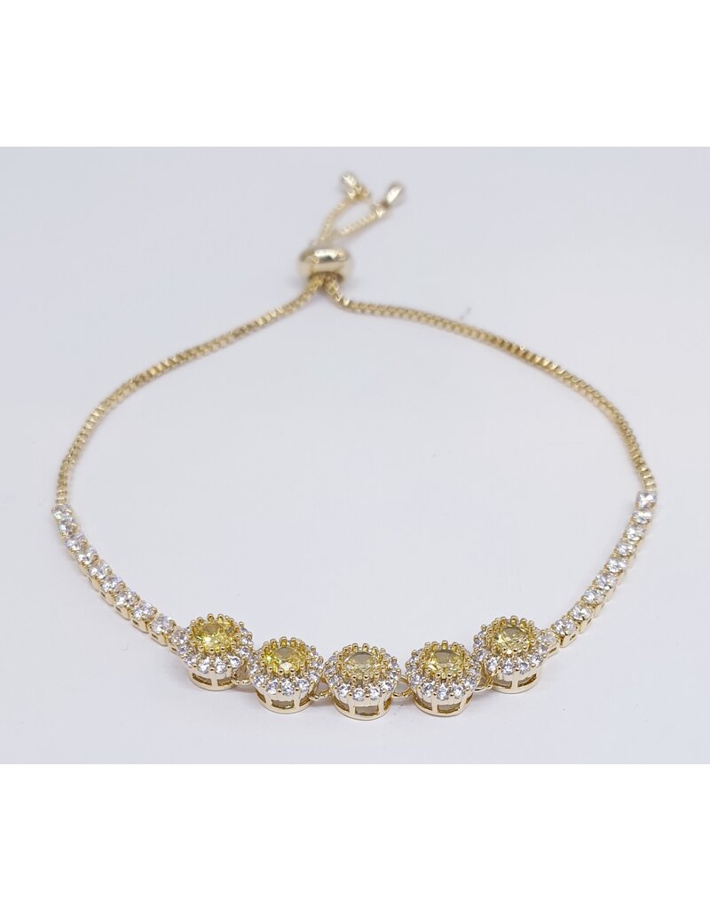 BJJ0077 - Crystal, Gold/Yellow Adjustable Bracelet
