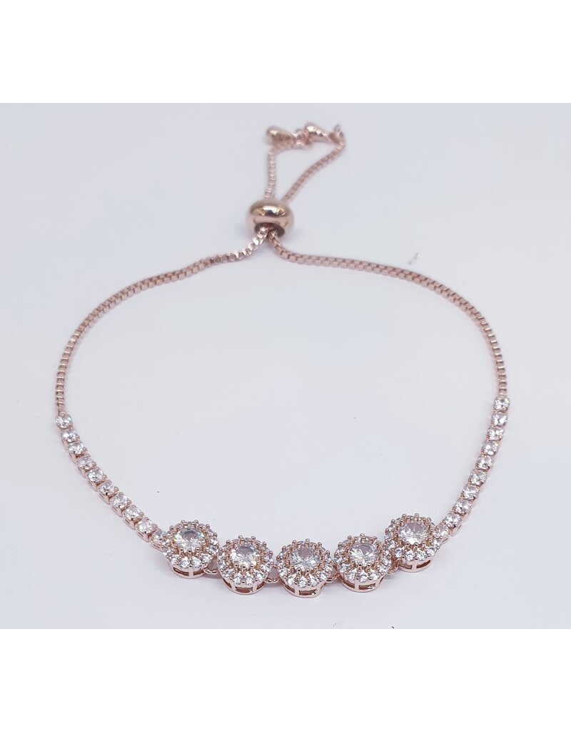 BJJ0078 - Crystal, Rose Gold Adjustable Bracelet