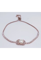 BJJ0083 - Pearl, Tennis, Rose Gold Adjustable Bracelet