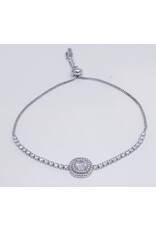 BJJ0086 - Crystal, Silver Adjustable Bracelet
