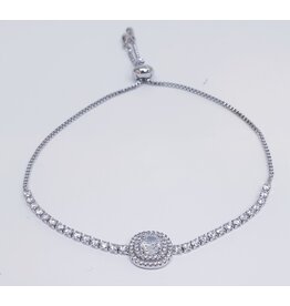 BJJ0086 - Crystal, Silver Adjustable Bracelet