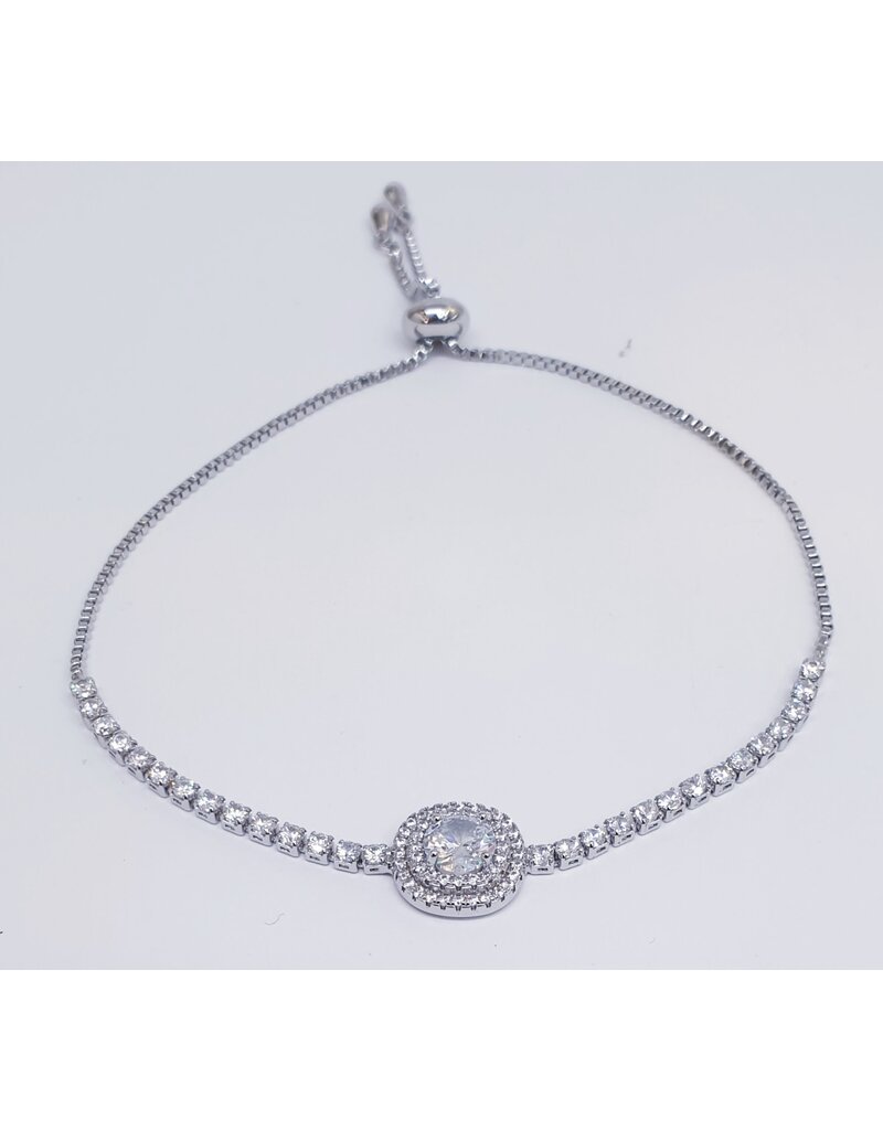 BJJ0086 - Crystal, Silver Adjustable Bracelet