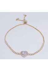 BJJ0090 - Heart, Gold Adjustable Bracelet