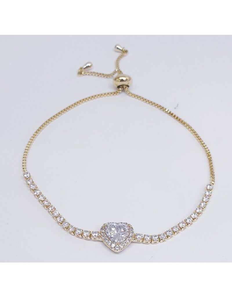 BJJ0090 - Heart, Gold Adjustable Bracelet
