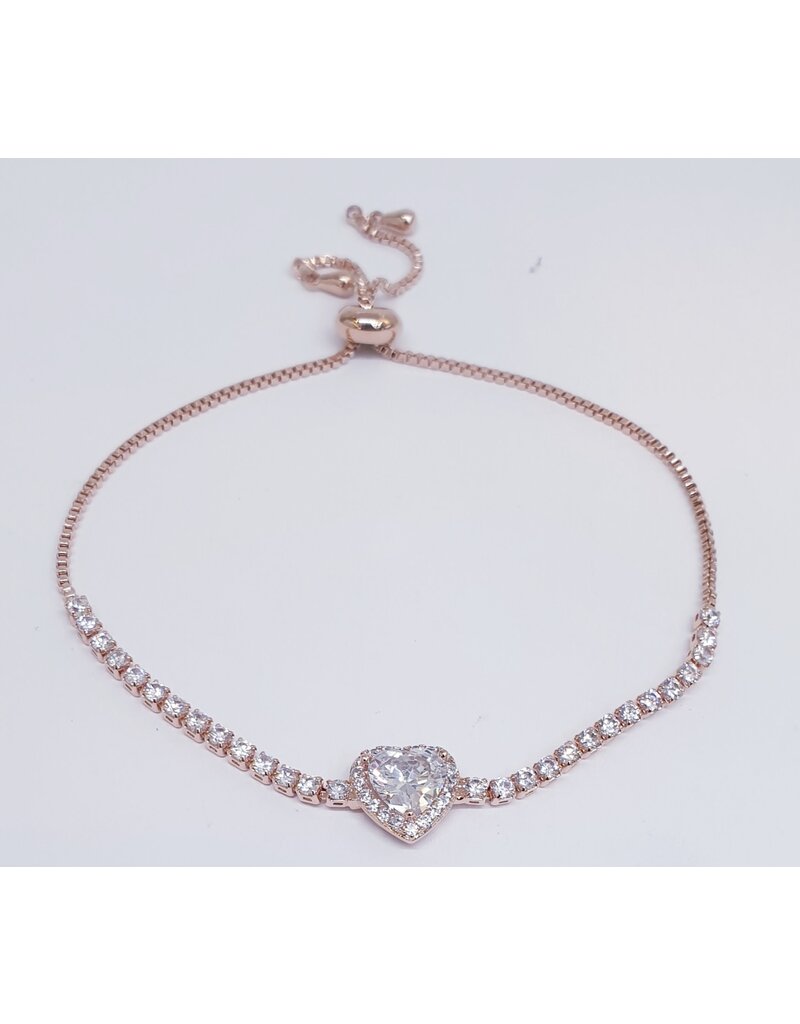 BJJ0091 - Heart, Rose Gold Adjustable Bracelet