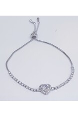 BJJ0092 - Heart, Silver Adjustable Bracelet