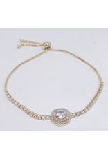 BJJ0096 - Crystal, Gold Adjustable Bracelet