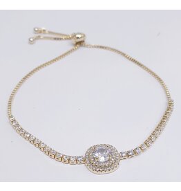 BJJ0096 - Crystal, Gold Adjustable Bracelet