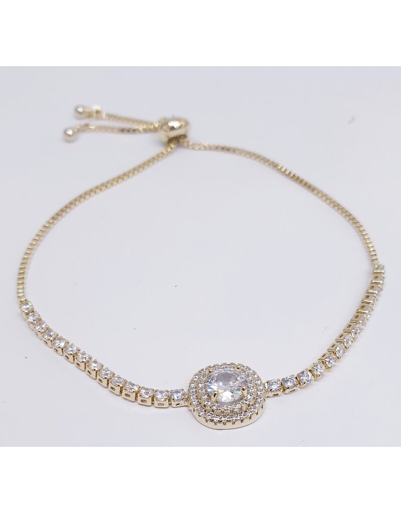 BJJ0096 - Crystal, Gold Adjustable Bracelet