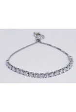 BJJ0099 - Silver, Tennis Adjustable Bracelet