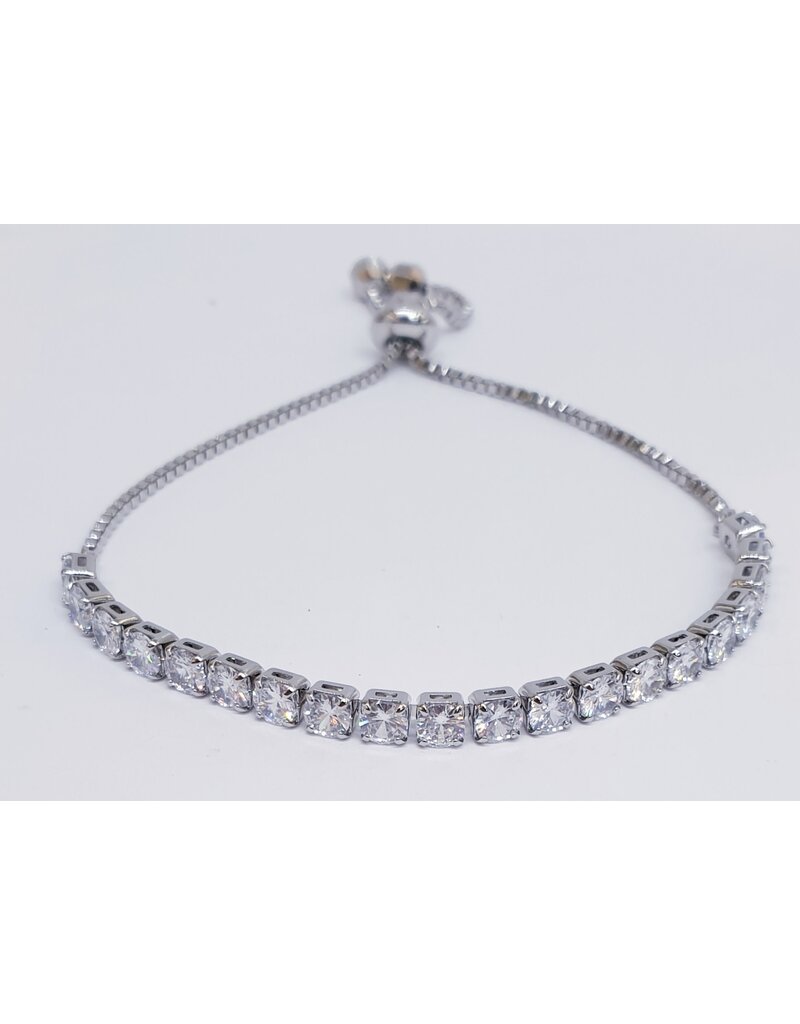 BJJ0099 - Silver, Tennis Adjustable Bracelet