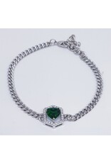 BJJ0100 - Silver, Heart, Green Adjustable Bracelet