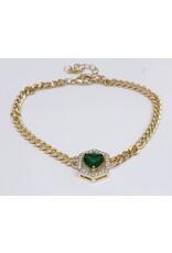 BJJ0101 - Gold, Heart Adjustable Bracelet