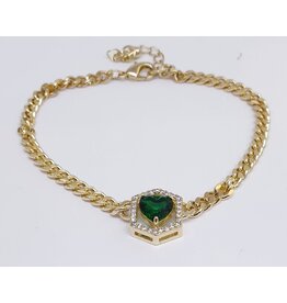 BJJ0101 - Gold, Heart Adjustable Bracelet