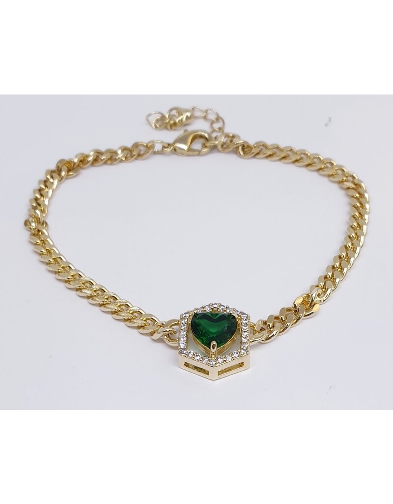 BJJ0101 - Gold, Heart Adjustable Bracelet