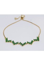BJJ0107 - Gold, Green, Heart Adjustable Bracelet