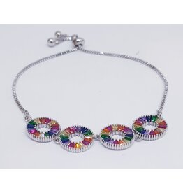 BJJ0118 - Silver, Multicolour Adjustable Bracelet