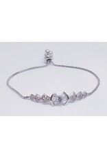 BJJ0128 - Silver, Bow Adjustable Bracelet
