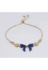 BJJ0132 - Gold, Blue, Bow Adjustable Bracelet