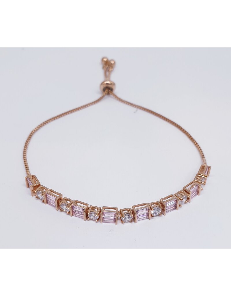 BJJ0140 - Rose Gold, Pink, Diamante Adjustable Bracelet
