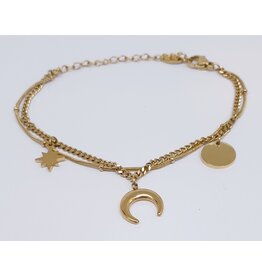 BSG0017 - Gold, Moon, Star Bracelet