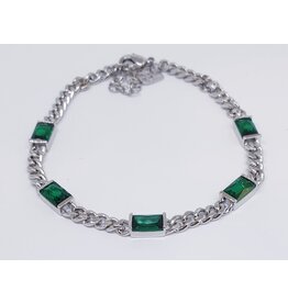 BSG0037 - Silver Green Bracelet