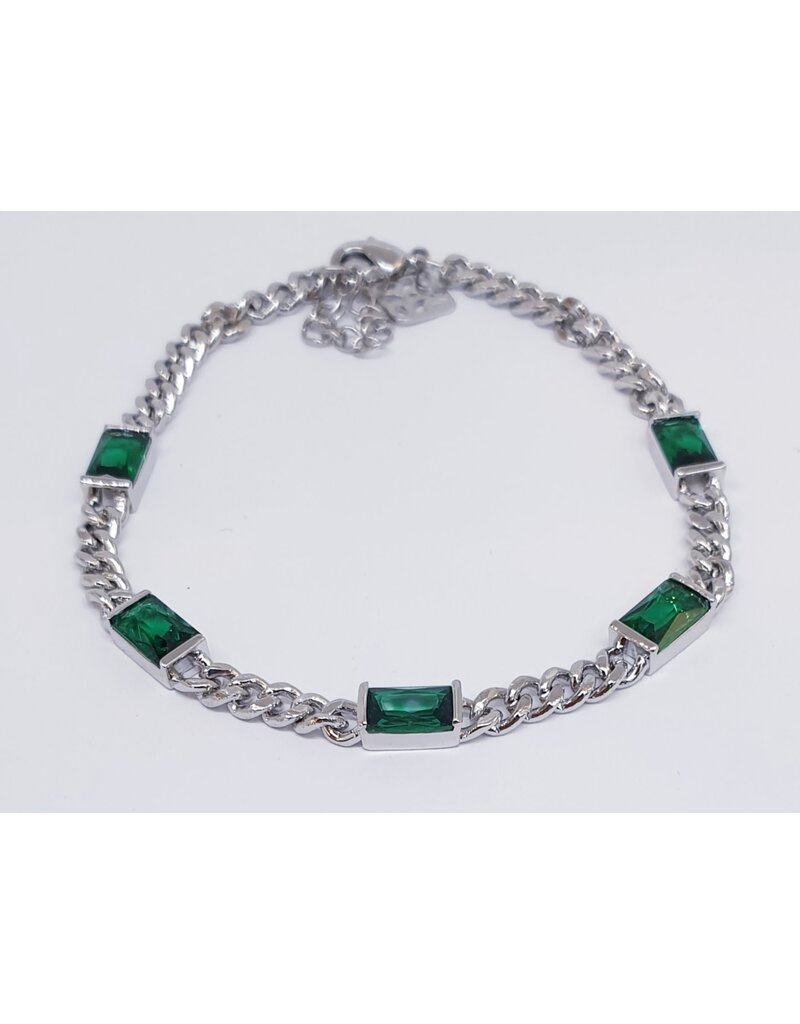BSG0037 - Silver Green Bracelet