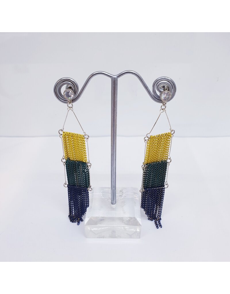 ERJ0001 - Silver, Yellow, Blue, Multi Layer Korean Earring