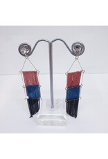 ERJ0002 - Silver, Pink, Blue, Tassle, Multi Layer Korean Earring
