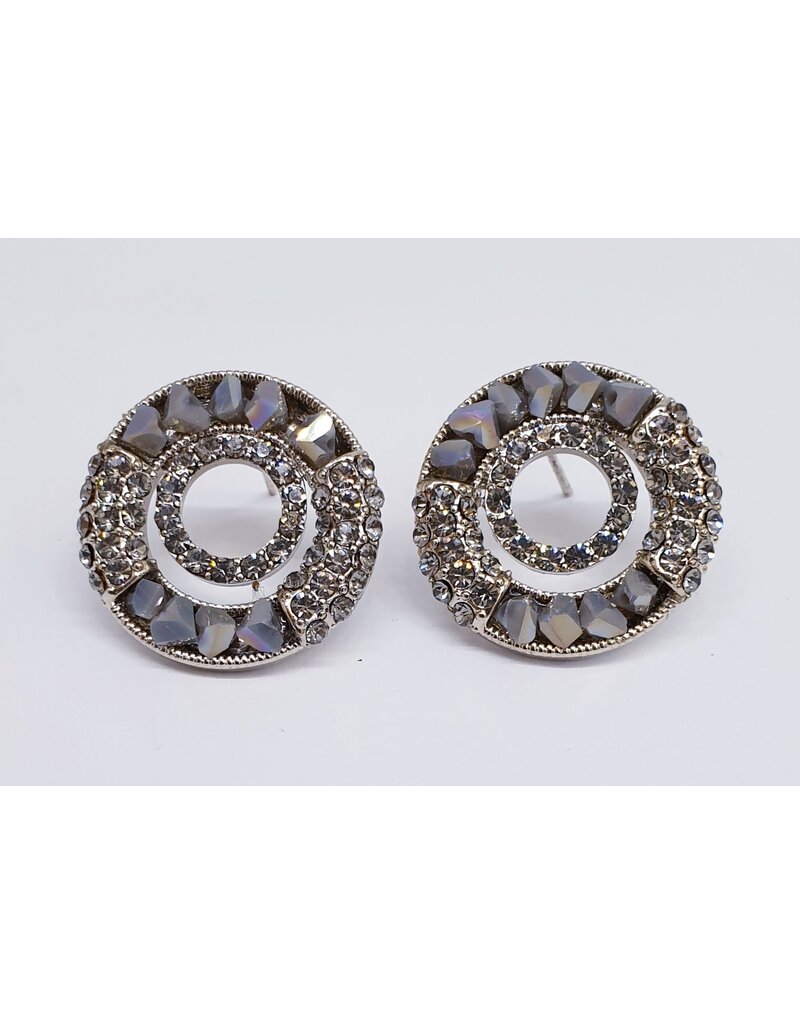 ERJ0004 - Silver, Grey, Crystal Korean Earring
