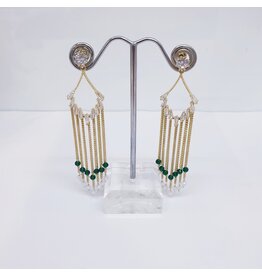ERJ0003 - Gold, Emerald Green, Tassle Korean Earring