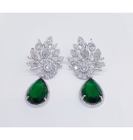 ERJ0505 - Silver, Emerald, Chandelier, Crystal Earring