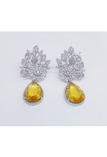 ERJ0507 - Silver, Yellow, Chandelier, Crystal Earring