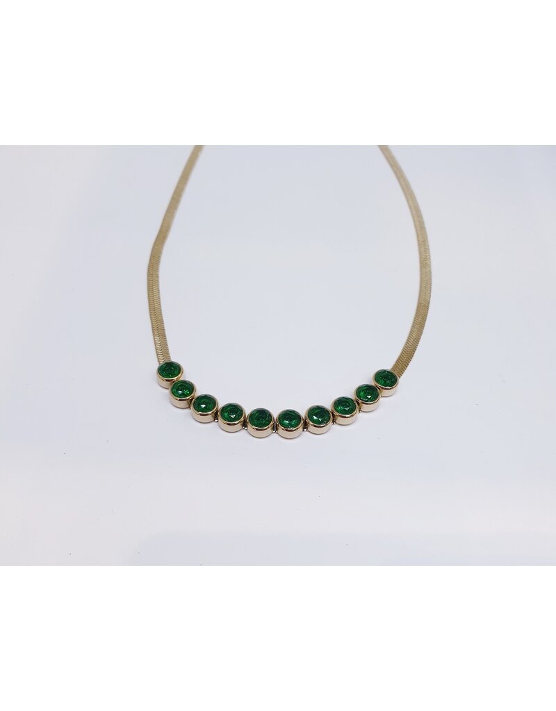 SCF0004 - Circles, Gold/Green Necklace