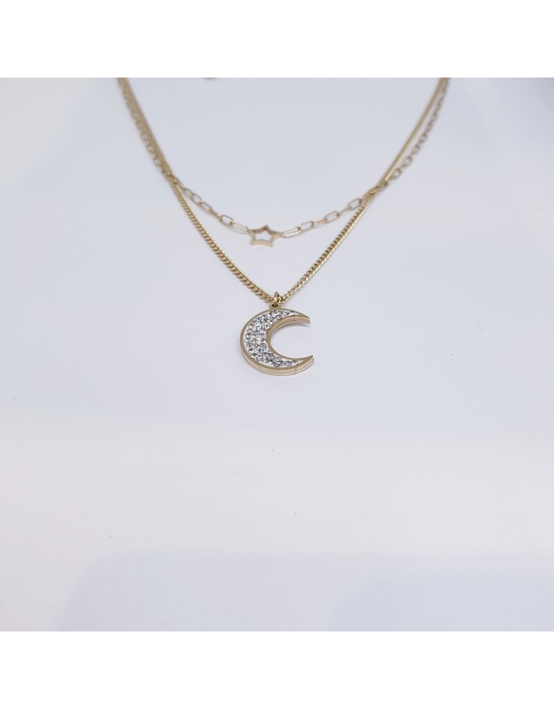 SCF0006 - Moon, Gold Necklace