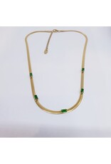 SCF0011 - Gold, Green, Baguette Necklace