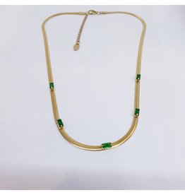 SCF0011 - Gold, Green, Baguette Necklace