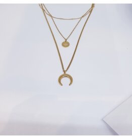 SCF0012 - Gold, Moon, Star Necklace