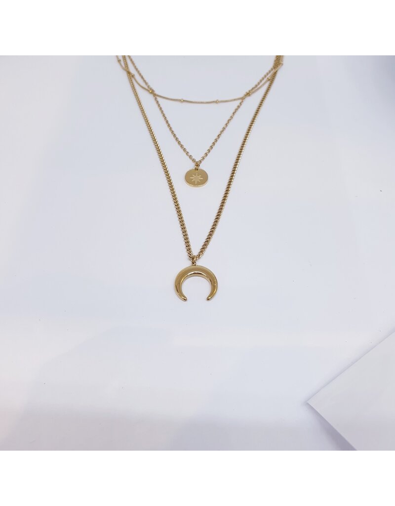 SCF0012 - Gold, Moon, Star Necklace