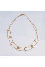 SCF0031 - Gold, Moon, Star Necklace